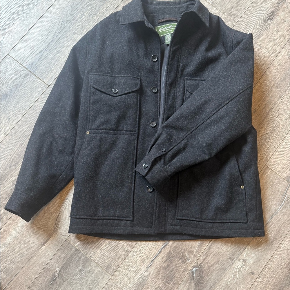 Eddie Bauer Black Jacket with Collared Neckline